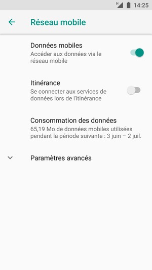 Sélectionnez Paramètres avancés