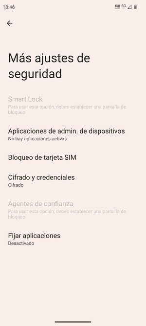 Seleccione Bloqueo de tarjeta SIM