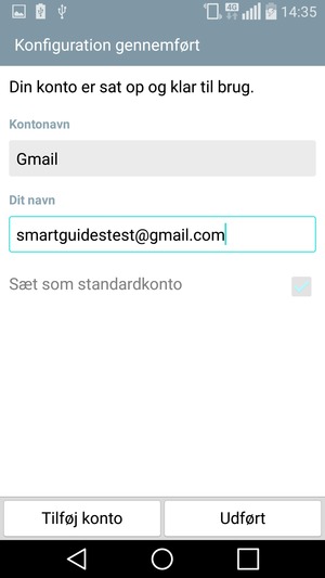 Giv din konto et navn og indtast dit navn. Vælg Udført
