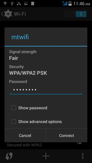 Enter the Wi-Fi password and select Connect