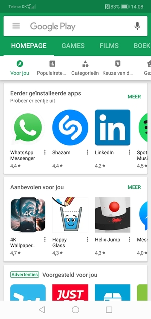 Selecteer de zoekbalk