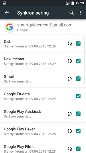 Din informasjon blir synkronisert