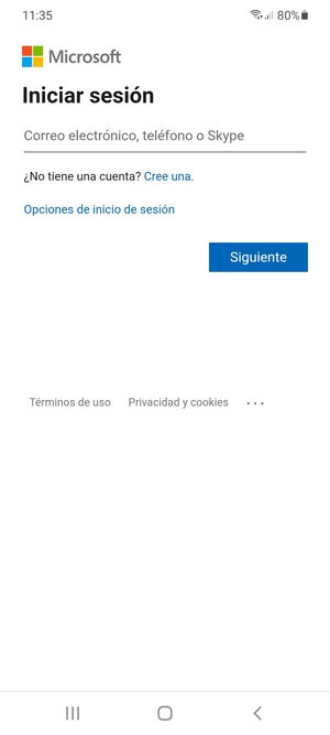 Introduzca su dirección de Hotmail y seleccione Siguiente