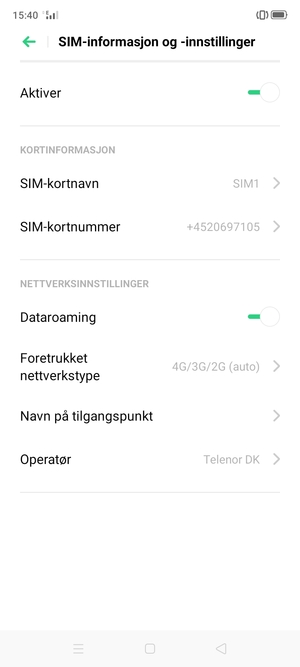 Slå Dataroaming på eller av