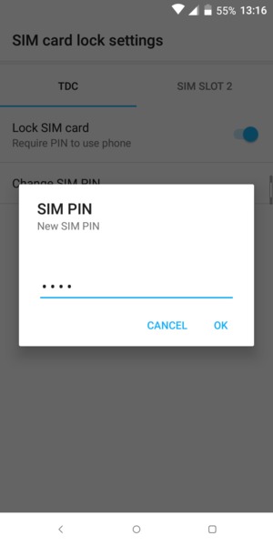 Enter your New SIM PIN and select OK