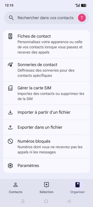 Faites défiler et sélectionnez Gérer la carte SIM