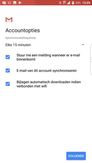 Selecteer VOLGENDE