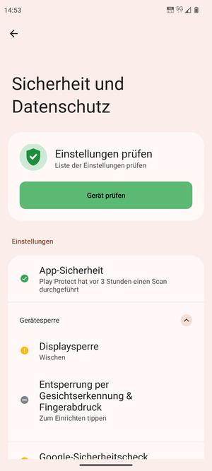 Wählen Sie Displaysperre
