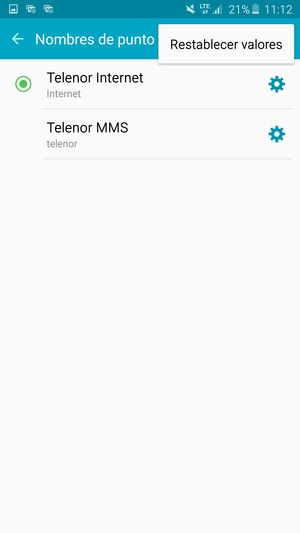 Seleccione Restablecer valores
