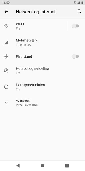 Vælg Mobilnetværk
