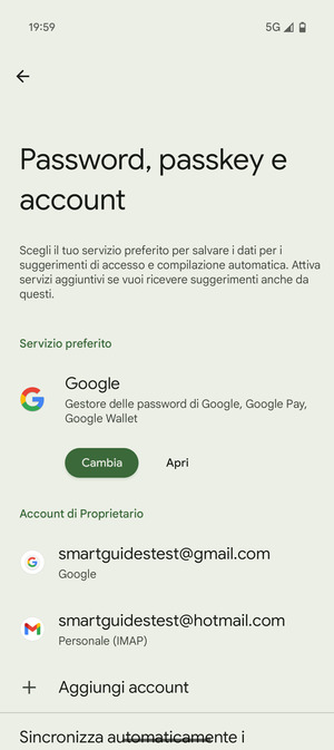 Seleziona il tuo account Google