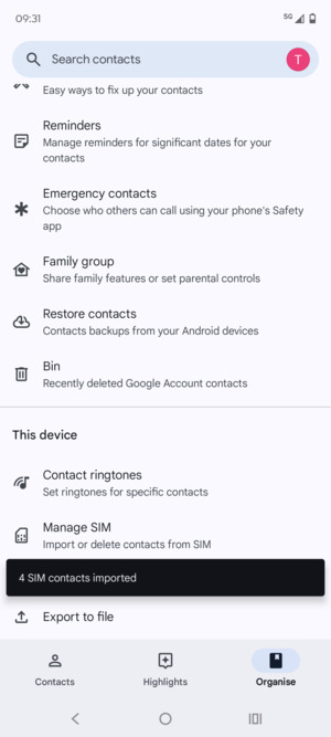 Your contacts will be saved to your Google account and saved to your phone the next time Google is synced.