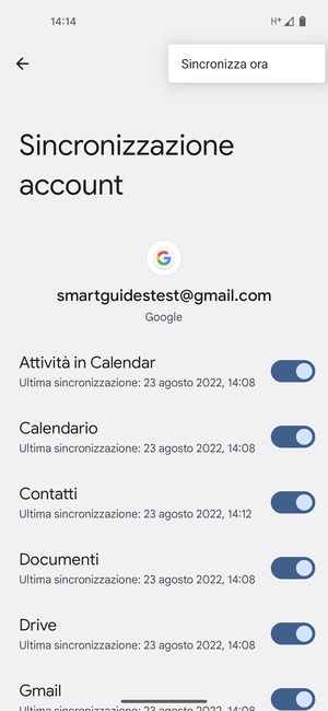 Seleziona Sincronizza ora