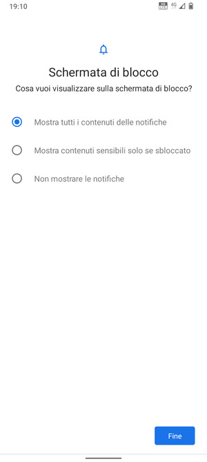 Seleziona la tua opzione preferita e poi Fine