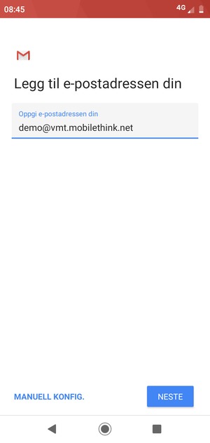 Skriv inn e-postadresse og velg NESTE