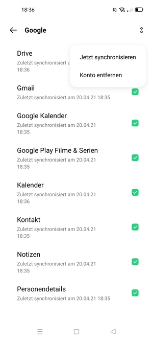 Wählen Sie Jetzt synchronisieren