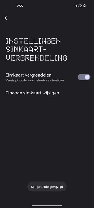 Uw Sim-pincode is gewijzigd