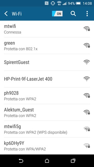 Ora sei connesso alla rete Wi-Fi