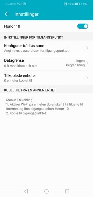 Telefonen din er konfigurert for bruk som et modem