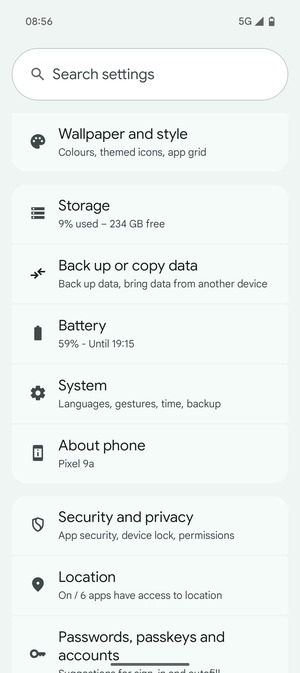 Scroll to and select System