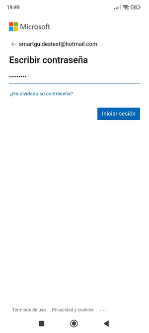 Introduzca su contraseña de Hotmail y seleccione Iniciar sesión