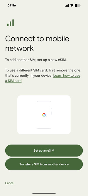 Select Set up an eSIM