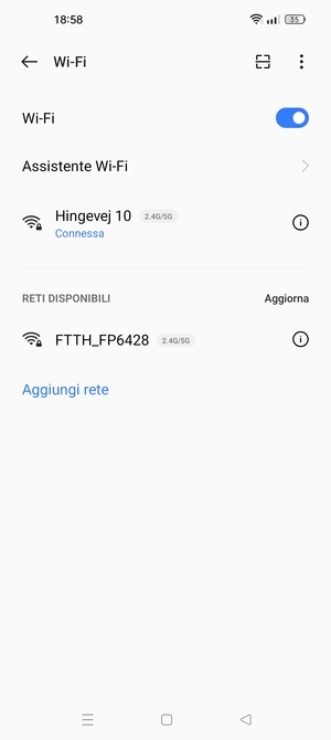 Ora sei connesso alla rete Wi-Fi