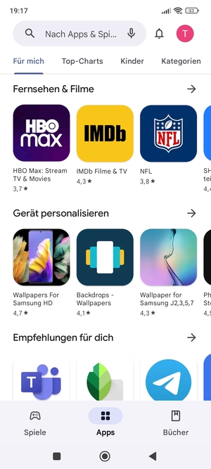 Wählen Sie die Suchleiste