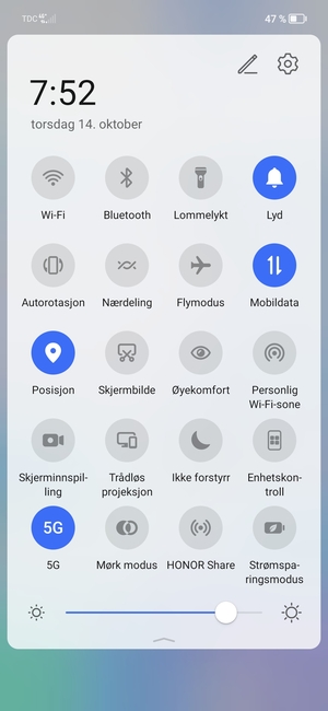 Velg Lyd for å bytte til vibrasjonsmodus