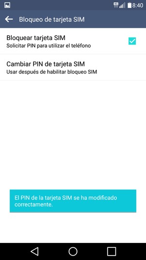 Su PIN de la tarjeta SIM ha sido cambiado