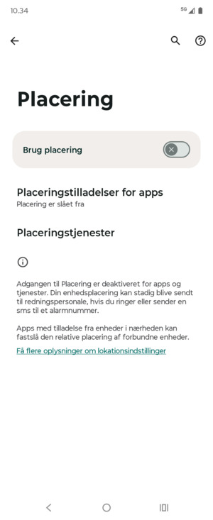Slå Brug placering fra