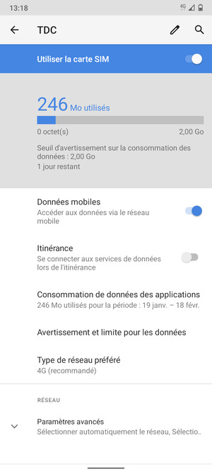 Sélectionnez Paramètres avancés