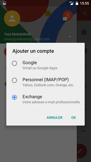 Sélectionnez Exchange puis OK