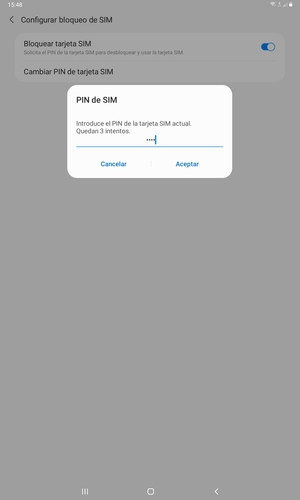 Introduzca su PIN de la tarjeta SIM actual y seleccione Aceptar