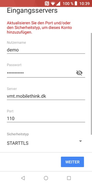 Wählen Sie Sicherheitstyp