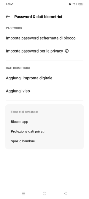 Seleziona Imposta password schemata di blocco
