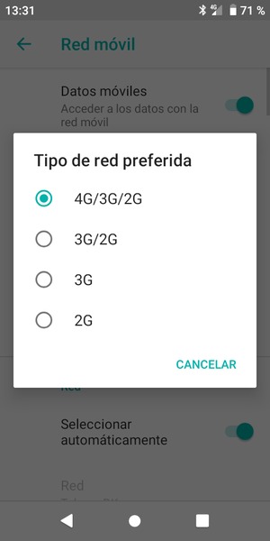 Seleccione la opción deseada
