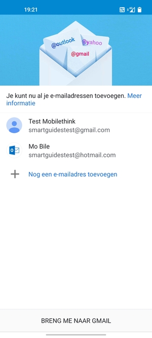 Selecteer BRENG ME NAAR GMAIL