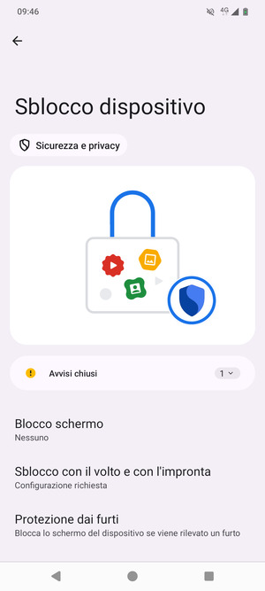 Seleziona Blocco schermo