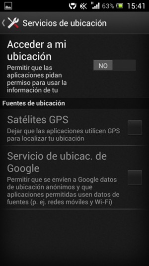 Desactivar Acceder a mi ubicación