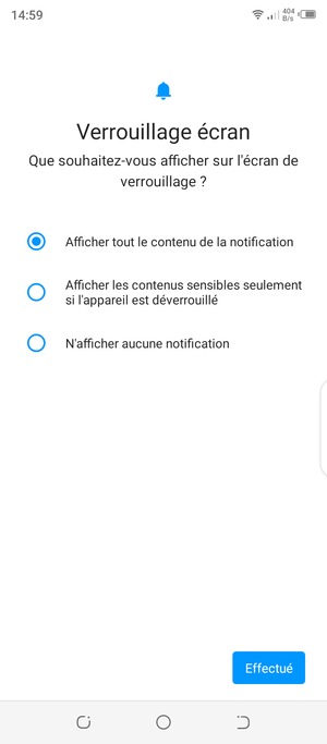 Sélectionnez votre option préférée et sélectionnez Effectué