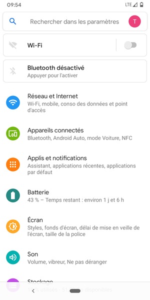 Sélectionnez Réseau et Internet