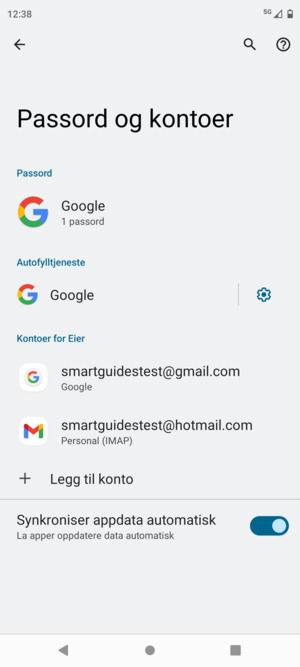 Velg din Google-konto