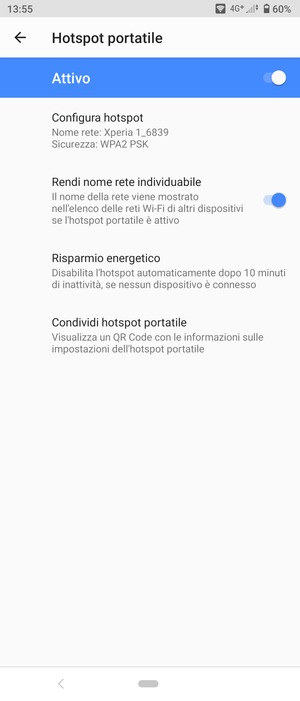Il telefono è ora pronto per essere usato come modem