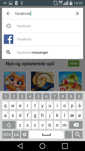 Indtast navnet på appen og vælg Søg