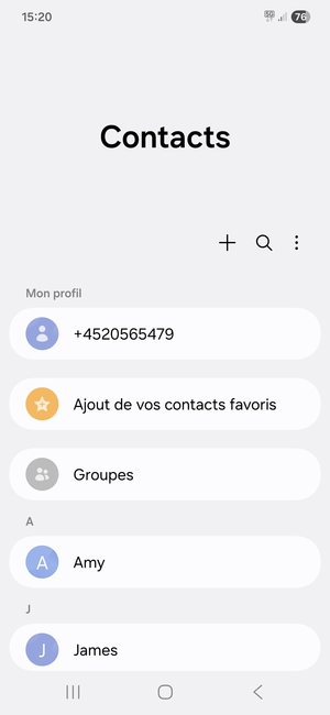 Sélectionnez le bouton du Menu