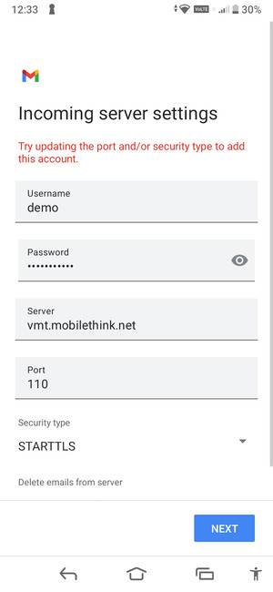 Select Security type
