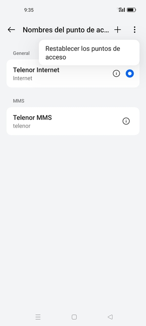 Seleccione Restablecer los puntos de acceso