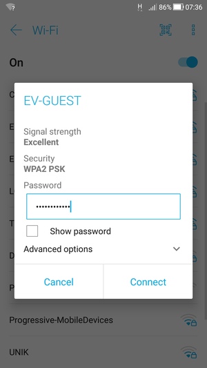 Enter the Wi-Fi password and select Connect