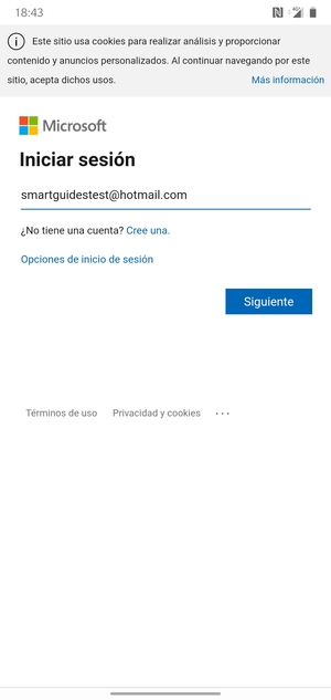 Introduzca su Dirección de correo electrónico y seleccione Siguiente